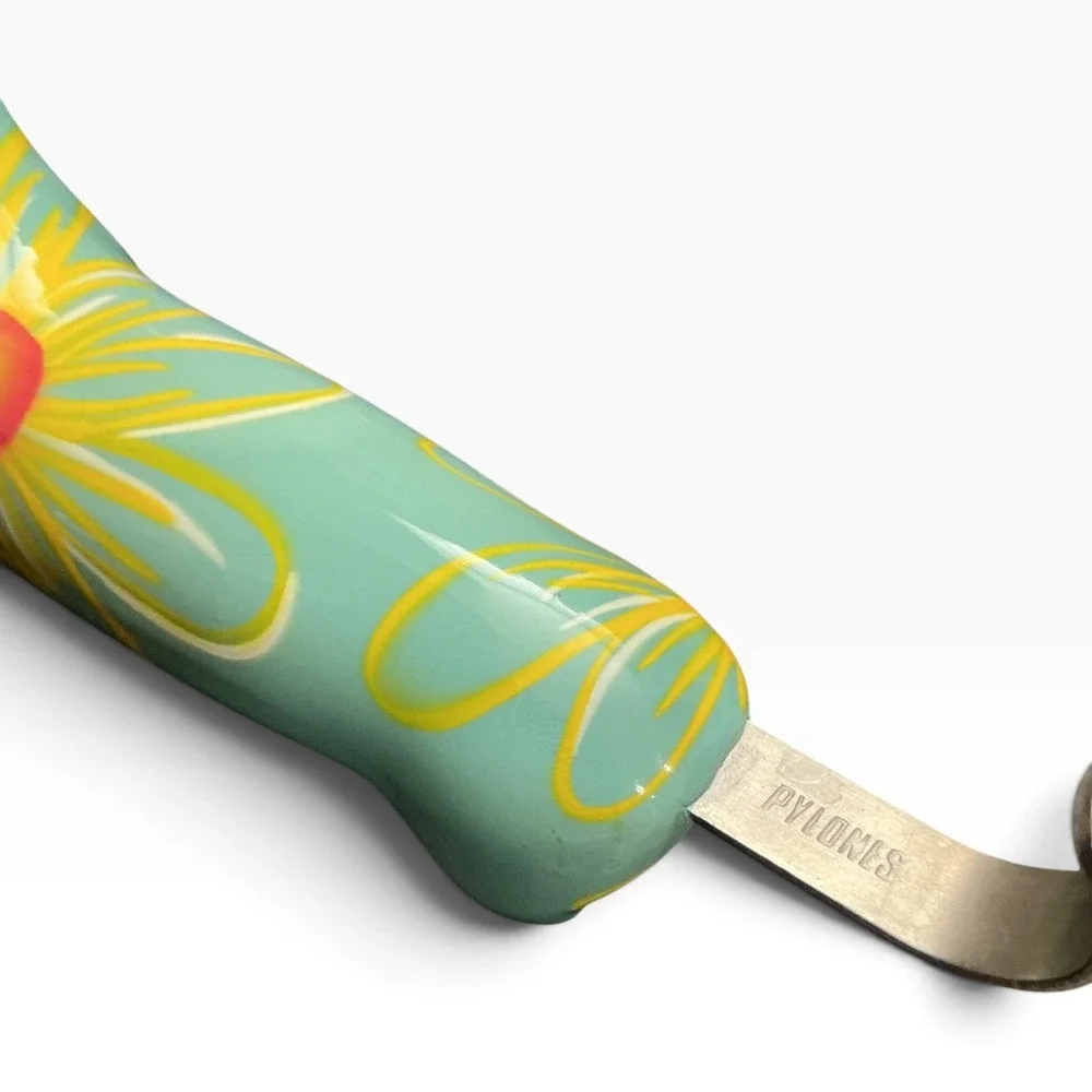 Pylones Filou Dachshund Dog Floral Cake Pie Server Teal French Whimsical Y2K